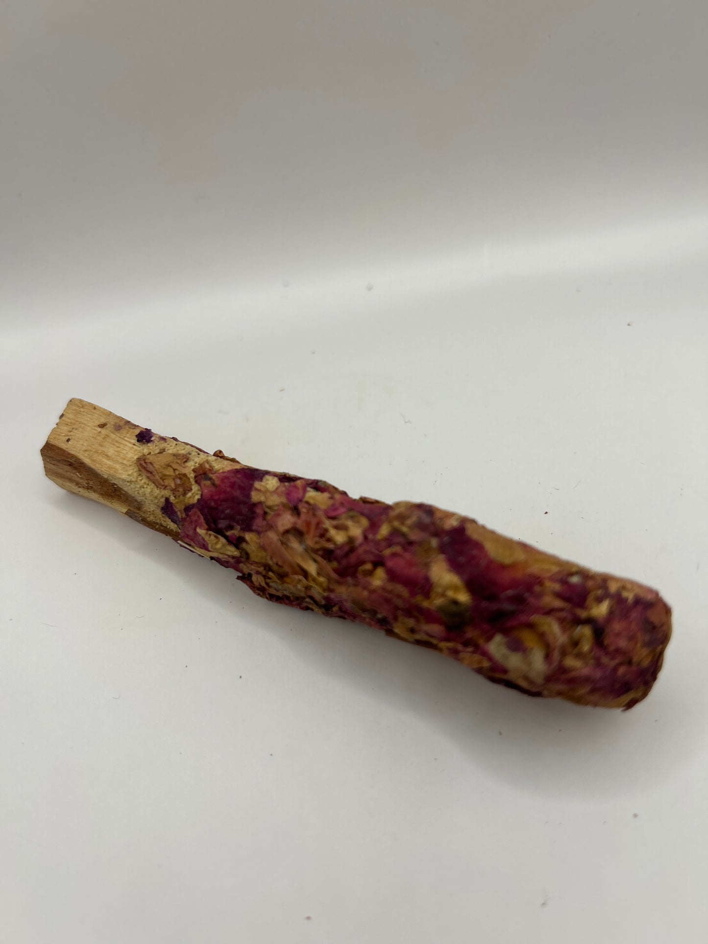 Rose petal rolled palo santo stick